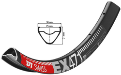 85b28473b9ade7878e5aa1ab68310f2a-108540-108540.JPG DT Swiss EX 471 Felge 26 Zoll 32 Loch Schwarz 475 g ERD 537 mm – Hochwertige MTB-Felge bei Nubuk Bikes - Produktbild - 1