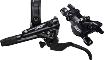Shimano, Scheibenbremsset, DEORE XT, M8100-L (VR), Schwarz, Bremsgriff BL-M8100-L links, Bremssattel BR-M8100 PM, Belag Metal mit Kühlrippen, ohne Scheibe, J-Kit, Leitung 1000mm, Originalverpackt - Produktbild - 1