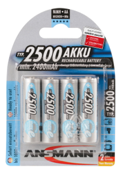 Akku Ansmann Mignon 2500mAh NiMH, 1,2V, AA, 4er-Set - Produktbild - 1 Akku Ansmann Mignon 2500mAh NiMH, 1,2V, AA, 4er-Set - Produktbild - 1
