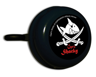 Fahrradglocke Bike Fashion Captn Sharky schwarz, mit Motiv, Ø55mm, SB-Karte - Produktbild - 1
