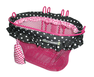 Vorderrad-Kinderkorb Basil Jasmin 20x28x18cm,grau/rosa,Baboushka,engmasch. - Produktbild - 1