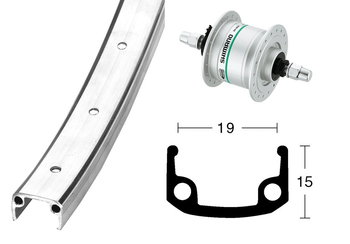 V-Rad 28x1 3/8Nabend.DHC3003si.Starr36L Alu-Kastenfelge silber.Zink-Spei. - Produktbild - 1