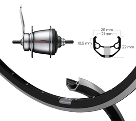 H-Rad 28x1.75 RB.-Nabe Shim.7-f.36L Ryde ZAC 421 sz. Niro-Spei. 2,0/2,34 si. - Produktbild - 1