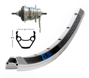 H-Rad 28x1.75RB-Nabe Shim.7-G.silb.36L EXAL ZX 19 silber.Niro-Spei. - Produktbild - 1