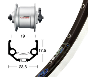 V-Rad 28x1.75Nabend.DHC3003 silb.SSP 36L Ryde Zac 19 schw/silb. Niro-Speiche - Produktbild - 1