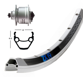 V-Rad 28x1.75 DH3D72 Centl.silb.SSP.36L Exal ZX 19 silber.Niro-Spei. - Produktbild - 1 V-Rad 28x1.75 DH3D72 Centl.silb.SSP.36L Exal ZX 19 silber.Niro-Spei. - Produktbild - 1