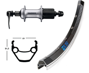 H-Rad 26x1.75 Acera T3000 Kass.8-f.SSP Exal ZX 19 36L. schw./silb.Niro-Spei. - Produktbild - 1