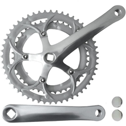 KURBELSATZ 2FACH RENN, SILBER, 170MM, 52-42 ZÄHNE, MESSINGSCHLAGER, 351008 - Produktbild - 1