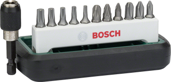 DIY 12tlg. Kompakt Bitset BOSCH 5x Vielzahn,6x Kreuzschlitz,1 Bithalter - Produktbild - 1
