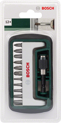 DIY 12tlg. Kompakt Bitset BOSCH 5x Vielzahn,6x Kreuzschlitz,1 Bithalter - Produktbild - 2