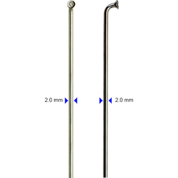Speiche silber, 264mm, Ø = 2,0 Edelstahl, cnSpoke, 100 Stück, ohne Nippel, Messingschlager, M28351501 - Produktbild - 1