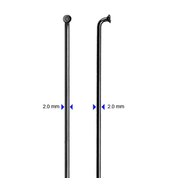 Speiche schwarz, 258mm, Ø = 2,0 Edelstahl, cnSpoke, 100 Stück, ohne Nippel, Messingschlager, M28357701 - Produktbild - 1