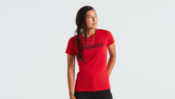 Specialized Wordmark T-Shirt Damen kurzarm Flo Red Gr. L - Produktbild - 1