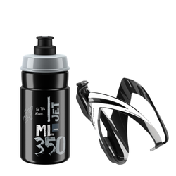 Elite Trinkflasche + Flaschenhalter KIT CEO schwarz & Flasche JET schwarz mit grau - Produktbild - 1