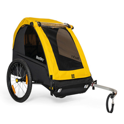 Burley BEE Double Kinderanhänger Gelb Schwarz Onesize – robuster, sicherer und kinderfreundlicher Fahrradanhänger kaufen bei Nubuk Bikes - Produktbild - 1