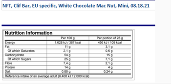 CLIF BAR Energie-Riegel Macadamia-Weiß Mini, 28g je Riegel 10 Stück in Verpackungseinheit - Produktbild - 3