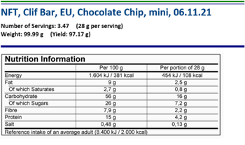 CLIF BAR Energie-Riegel Schokochips Mini, 28g je Riegel 10 Stück in Verpackungseinheit - Produktbild - 3