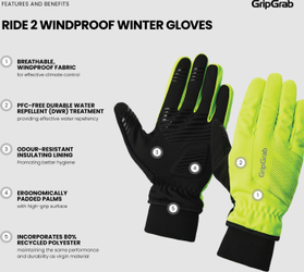GripGrab +RIDE 2 Winddichte Winterhandschuhe Schwarz Größe S - Produktbild - 6