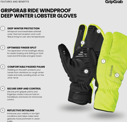 Ride Winddichte Deep Winter Lobster Handschuhe gelb / XS - Produktbild - 15