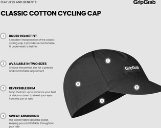 Classic Cotton Cycling Cap Baumwoll-Radmütze schwarz / S/M - (54-59 cm) - Produktbild - 11