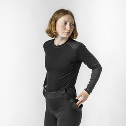 Womens Merino Blend Thermo Langarm Unterhemd XS, schwarz L - Produktbild - 2