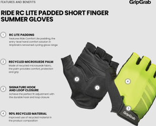Ride RC Lite Gepolsterte Kurzfinger Sommer Handschuhe schwarz / L - Produktbild - 13