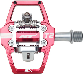 HT Components T2-SX Klickpedale, rot, CNC-Aluminium, gefräste Achse, mit kompatiblen Cleats - Produktbild - 1