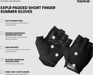 EXPLR RC MAX Gepolsterte Kurzfinger Sommer Handschuhe weiß / L - Produktbild - 6