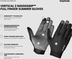 Vertical 2 InsideGrip Langfinger Sommer Handschuhe schwarz / L - Produktbild - 5