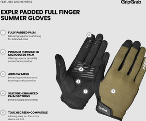EXPLR RC Max Gepolsterte Langfinger Sommer Handschuhe schwarz / XXL - Produktbild - 6