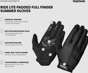 Ride RC Lite Gepolsterte Langfinger Sommer Handschuhe navy / L - Produktbild - 19