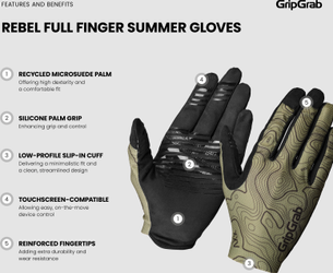 Rebel Langfinger Sommer Handschuhe schwarz / M - Produktbild - 7