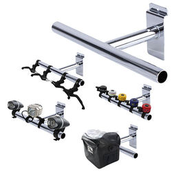 Displaywand-Halter für Griffe, Leuchten etc., Ø=22,2 mm, 270 x 100 mm (B x T), Messingschlager, 081019 - Produktbild - 1