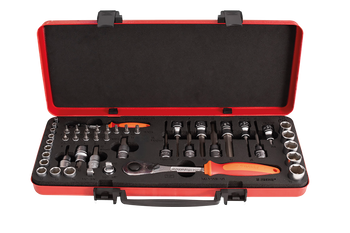Unior Masterbits und Steckschlüssel-Set Unior | rot, 49-teilig, 1782M - Produktbild - 1