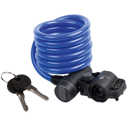 Spiralkabelschloss S 10.18, Clip on-Halter, M-WAVE, L=1.800mm, Ø=10mm, blau, Messingschlager, 230644 - Produktbild - 1