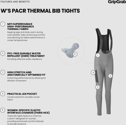 GripGrab Womens Pacr Thermo Bib Tights Trägerhose Womens Pacr Thermo Bib Tights Trägerhose, grau - Produktbild - 3