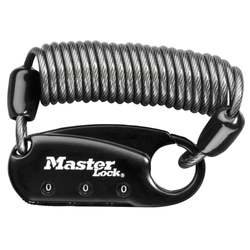 Master Lock Karabiner-Kabelschloss 1551 Schwarz 3 mm x 900 mm Zahlenkombination einstellbar - Produktbild - 1