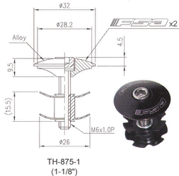 FSA Krallenmutterset Alu 1 1/8 Zoll Ø32 mm schwarz 26 g – robust und leicht - Produktbild - 2