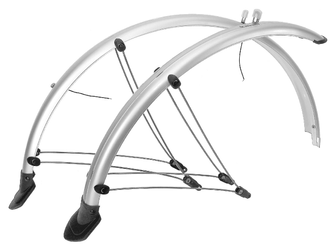 M-WAVE Schutzblech-Set 28" aus flexiblem Kunststoff - Breite: 45mm - silber - Produktbild - 1
