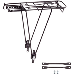 Gepäckträger 2-Bein, Federklappe + Pumpenhalter schwarz, Stahl, verstellbar 26-28" - Produktbild - 1 Gepäckträger 2-Bein, Federklappe + Pumpenhalter schwarz, Stahl, verstellbar 26-28" - Produktbild - 1