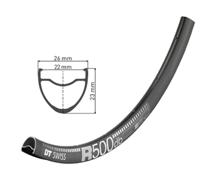 Felge R 500 Disc 28"/700C, DT SWISS
Größe: 28 Loch, Farbe: Schwarz, Gewicht: 495 g, VE: 1 St. - Produktbild - 1