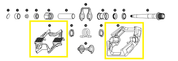 Crankbrothers Pedal Body Kit Pedalkörper Kit, Doubleshot Raw/Black - Produktbild - 1