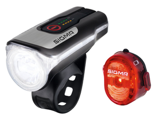 Sigma Sport Aura 80 USB Beleuchtungsset Nugget II Frontlicht Rücklicht - Produktbild - 1 Sigma Sport Aura 80 USB Beleuchtungsset Nugget II Frontlicht Rücklicht - Produktbild - 1