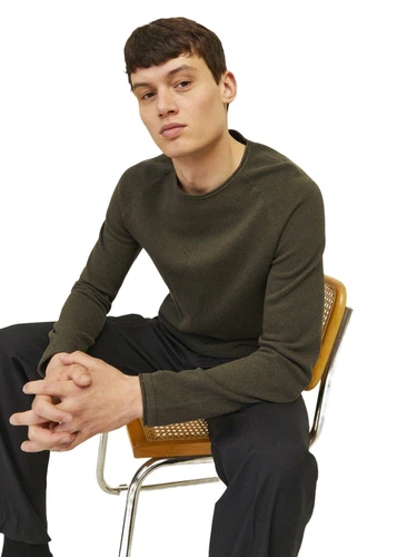 Jack & Jones Herren Sweater Pullover mit Rundhals Ausschnitt JJEHILL