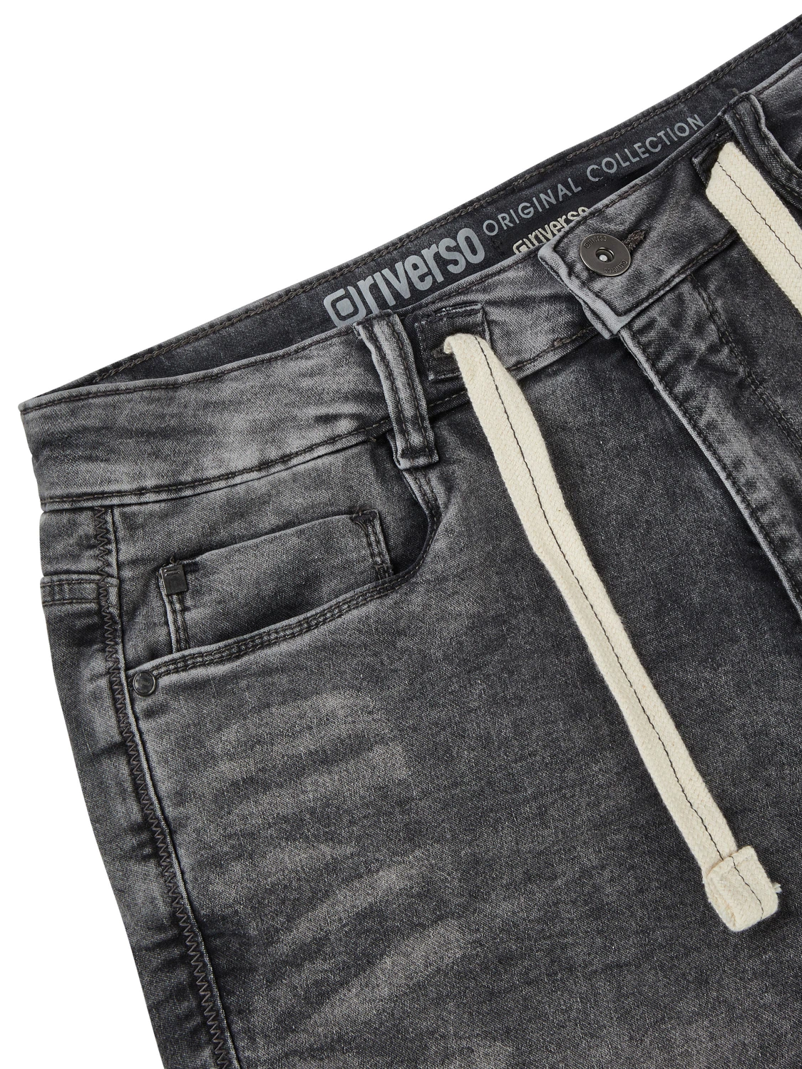 riverso Jeans Shorts Herren Stretch Kurz Kordelzug Regular Fit RIVPaul