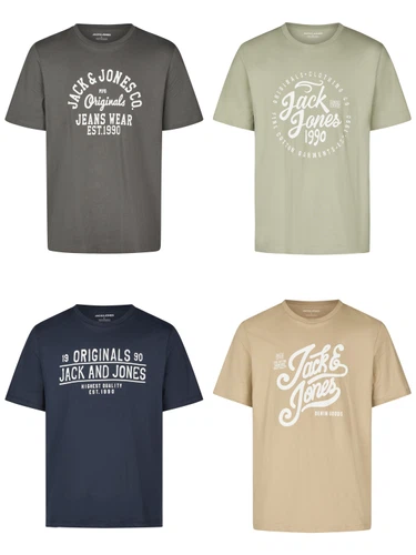 Jack & Jones Tshirt Herren Regular Fit JJLINO 4er Pack Set Pack