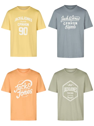 Jack & Jones Tshirt Herren Regular Fit JJLINO 4er Pack Set Pack