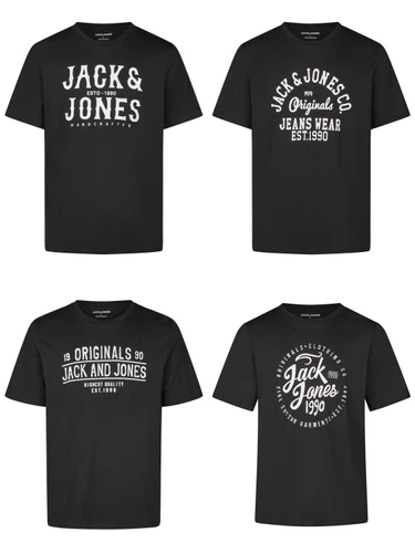 Jack & Jones Tshirt Herren Regular Fit JJLINO 4er Pack Set Pack