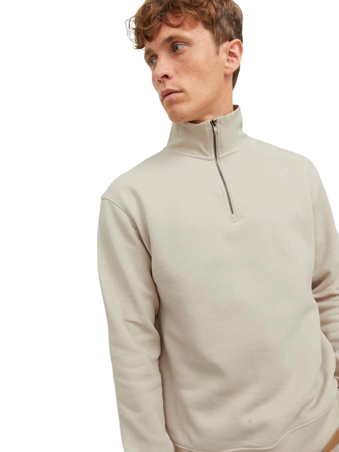 Jack & Jones Herren Stehkragen Pullover JJEBRADLEY SWEAT HALF ZIP - Relaxed Fit