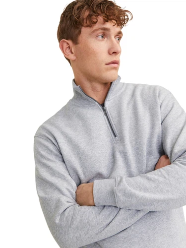 Jack & Jones Herren Stehkragen Pullover JJEBRADLEY SWEAT HALF ZIP - Relaxed Fit